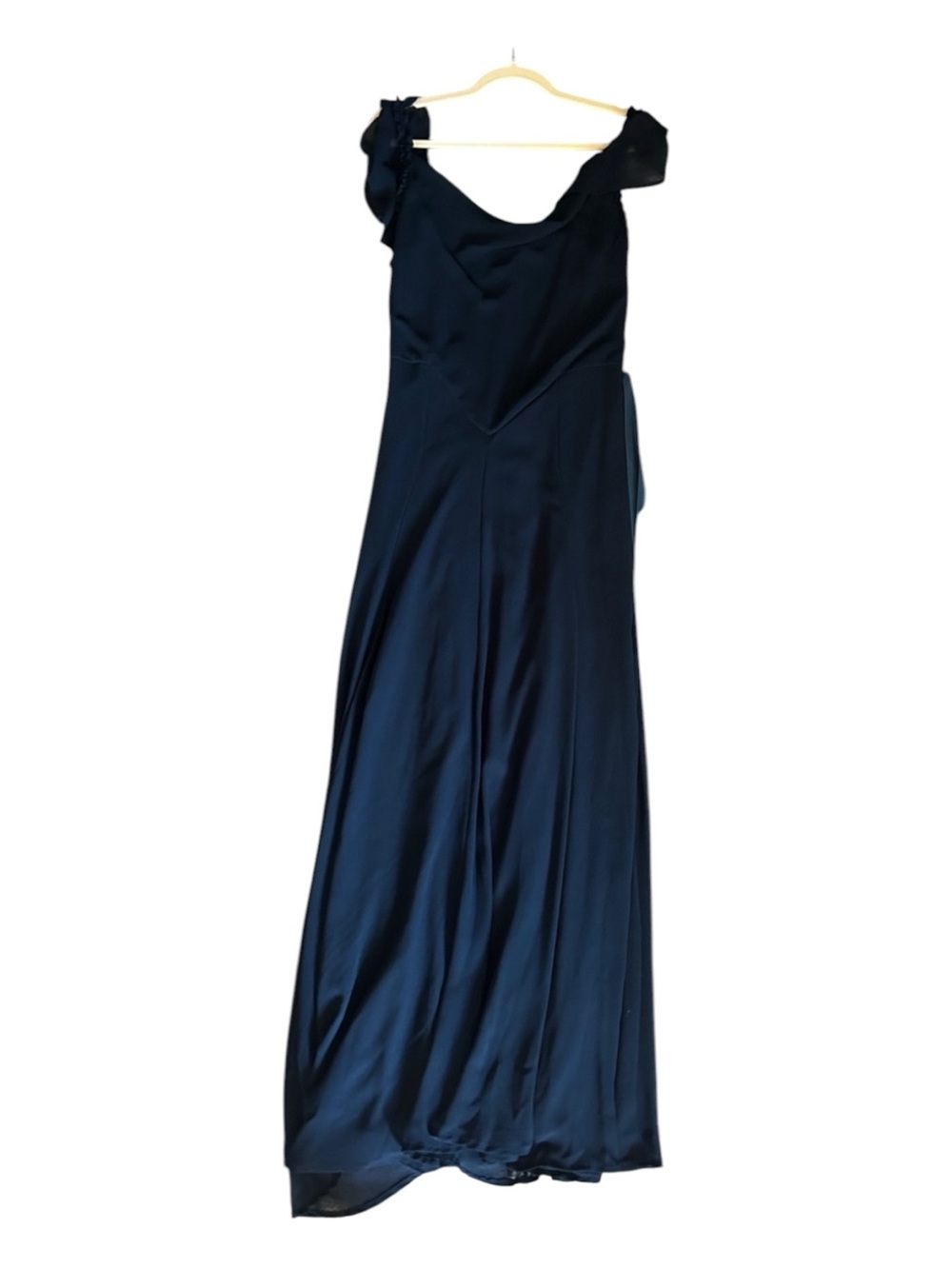 ASOS Navy Blue Maxi Dress with Ruffled Shoulders